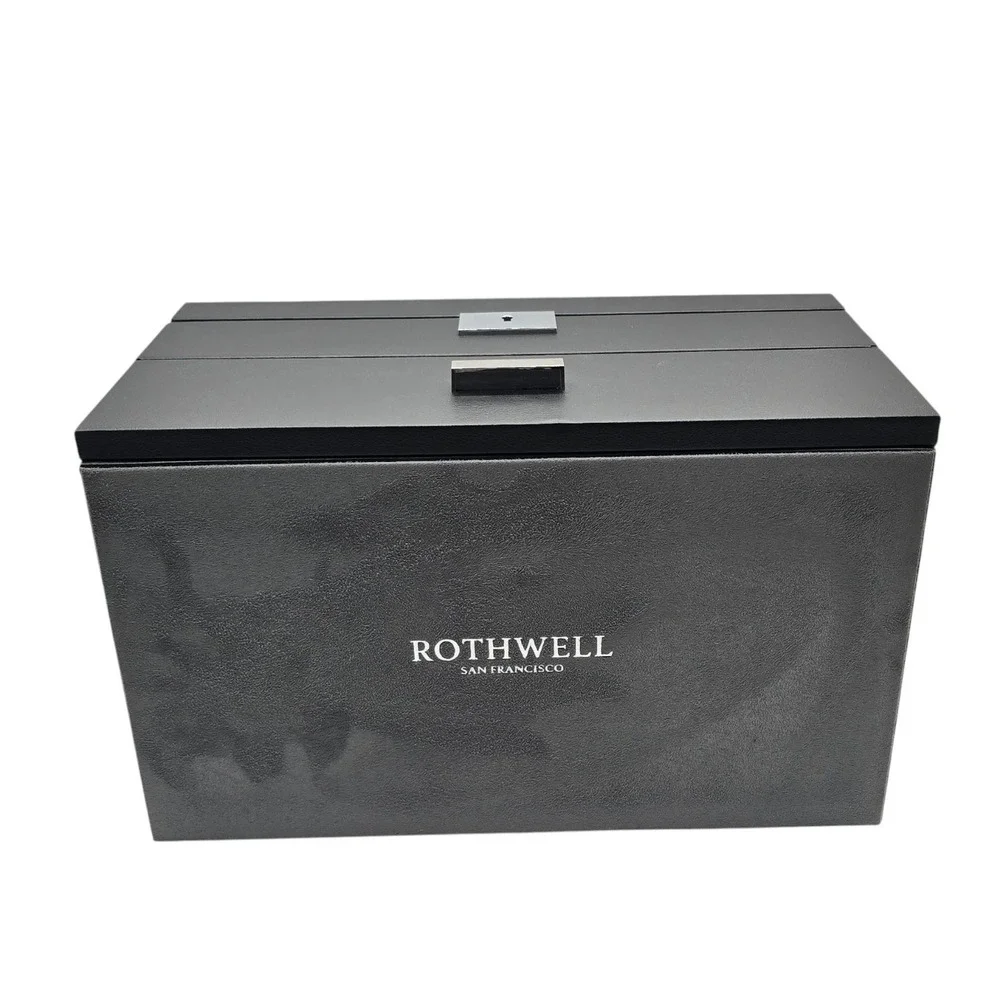 ROTHWELL 20 Slot Leather Watch Box Display Case Organizer Glass Top Lock Black
